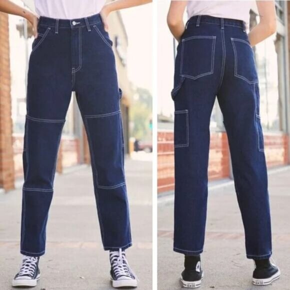JOHN GALT Brandy Melville Ariana High Rise Loose Carpenter Jeans Sz Small Blue - Picture 1 of 9